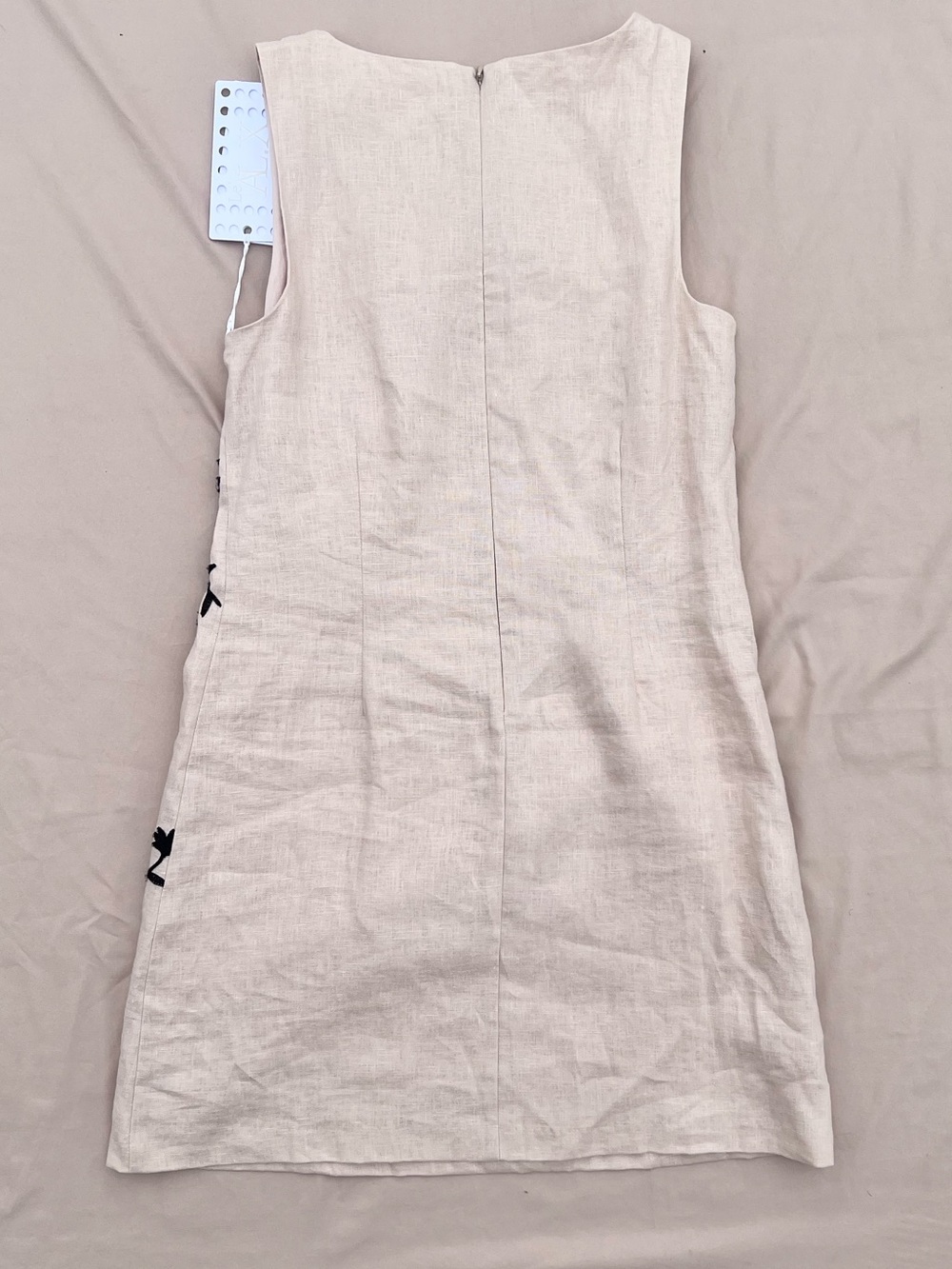 NWT $229 Le’ AL.X Embroidered Linen Shift Dress Black/Flax - Picture 4 of 11